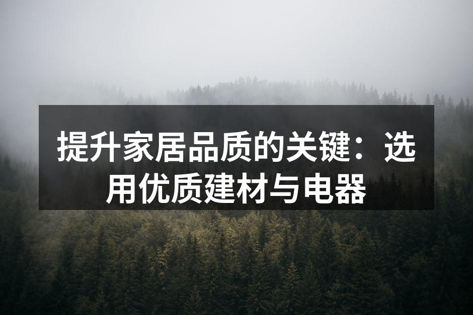 提升家居品质的关键：选用优质建材与电器